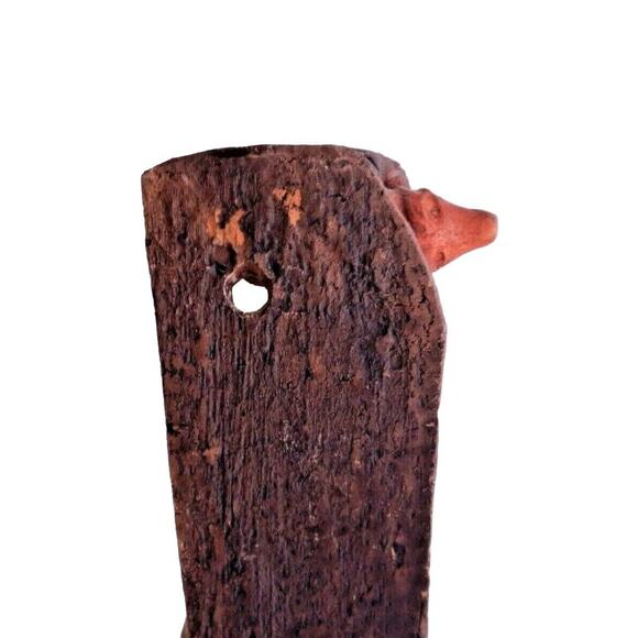 Vintage Terracotta Hand Painted Carved Haiti Woman Figure Wall Hanging Decor 14" - Picture 7 of 8